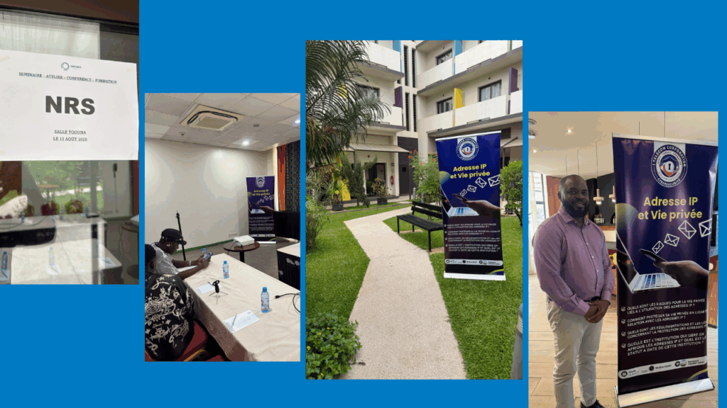 Seminar photo collage showing the venue sign, discussion in the meeting room, hotel courtyard and event banner.