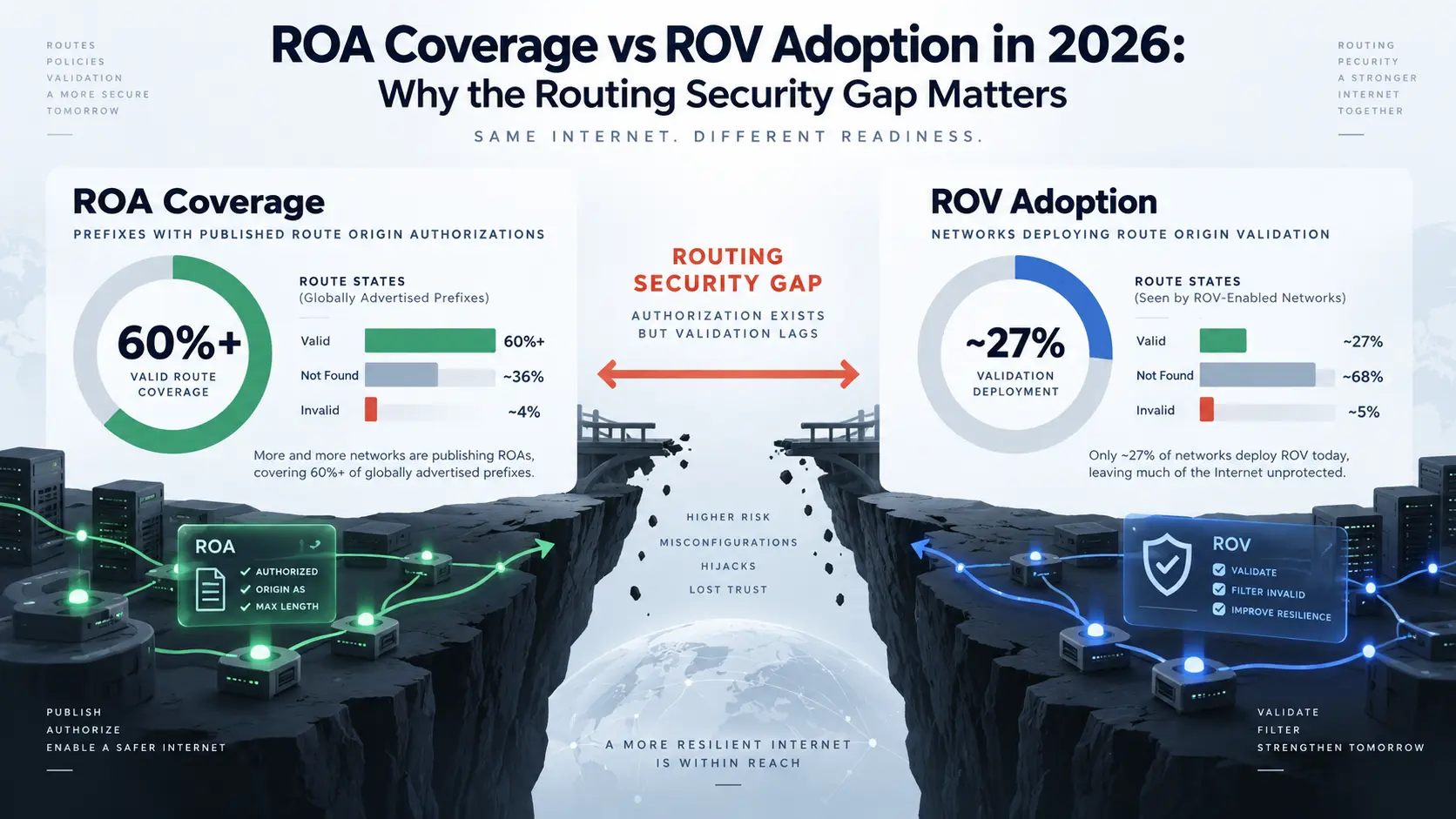 You are currently viewing ROA Coverage vs ROV Adoption in 2026: Why the Routing Security Gap Matters
